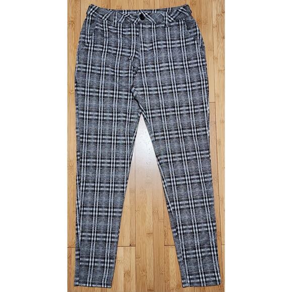 Young LA Plaid Pants Mens Sz 32 X 32 Gray Adjustable Waist Dapper Dress Stretch - Picture 1 of 8